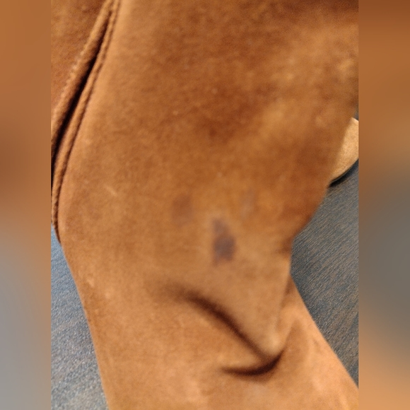 June Ambrose high heeled booties, suede, tan, size 9M. - Picture 10 of 11